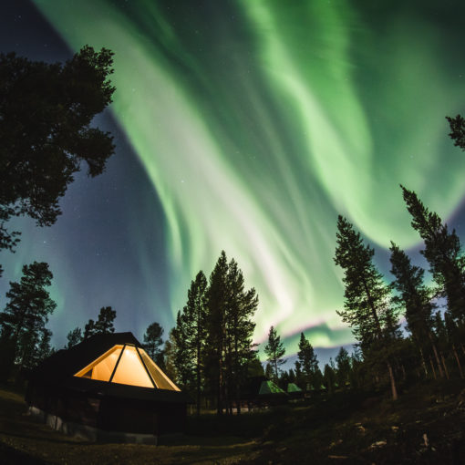 Aurora Village hotel in Ivalo Lapland Finland offers amazing northern lights experiences. Photo by Alexander Kuznetsov.