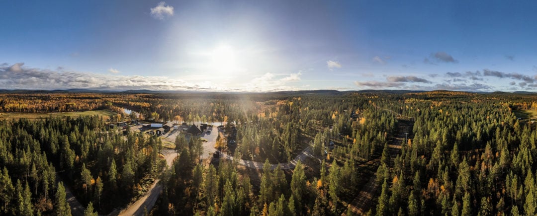 Autumn panorama of Aurora Village Ivalo Lapland Finland.