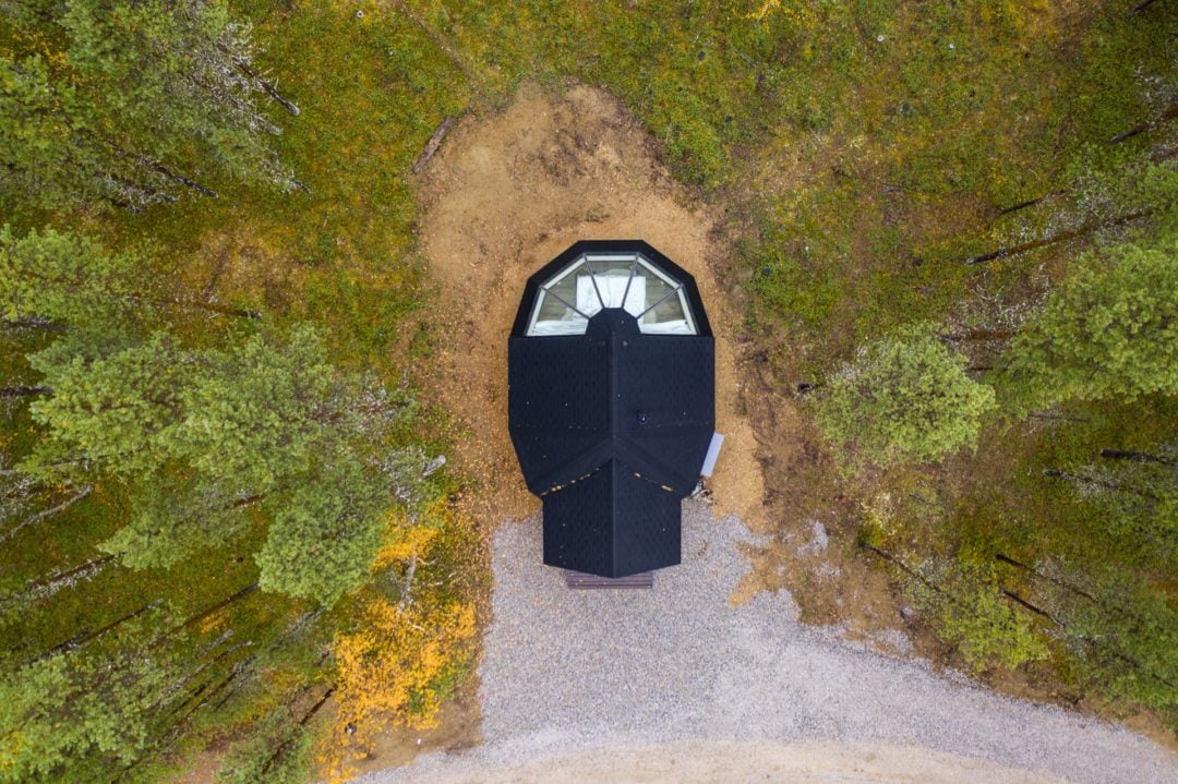 Aurora Cabin from above in Autumn