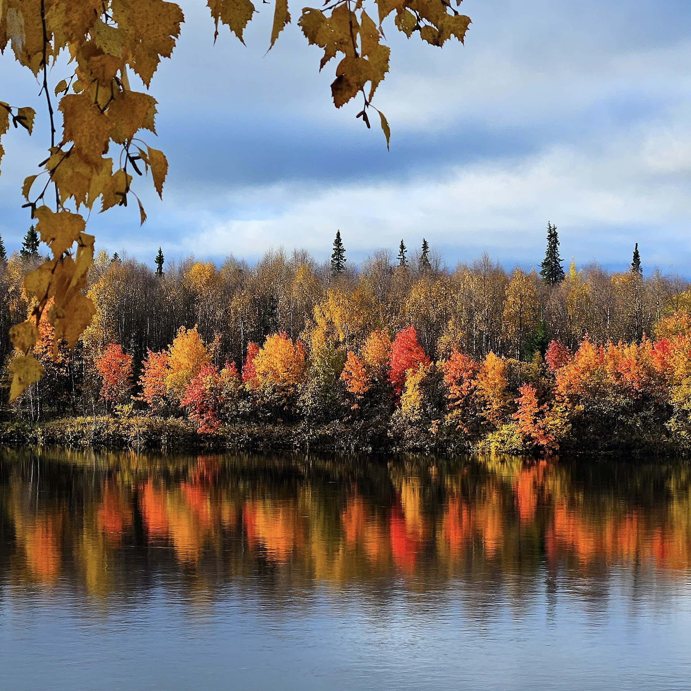 Autumn scenery over Ivalo river.